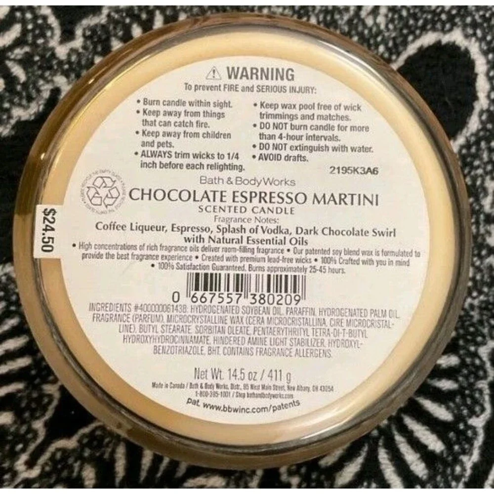 Bath & Body Works Chocolate Espresso Martini 3-Wick Candle - Picture 2 of 3